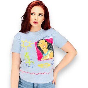 Vintage Disney Pocahontas Blue Short Sleeve T Shirt Top 14 16 Y / W Small